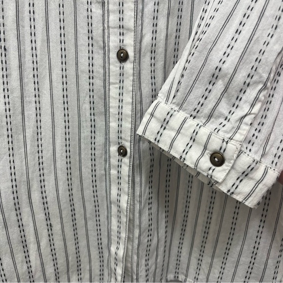 Anthropologie Aubrey Striped Embroidered Button Down Tunic Shirt Size M / L - Picture 3 of 10